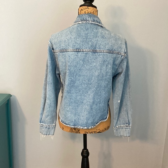 Zara Light Blue Jean Denim Cropped Jacket EUC Women Size XS - Picture 4 of 11